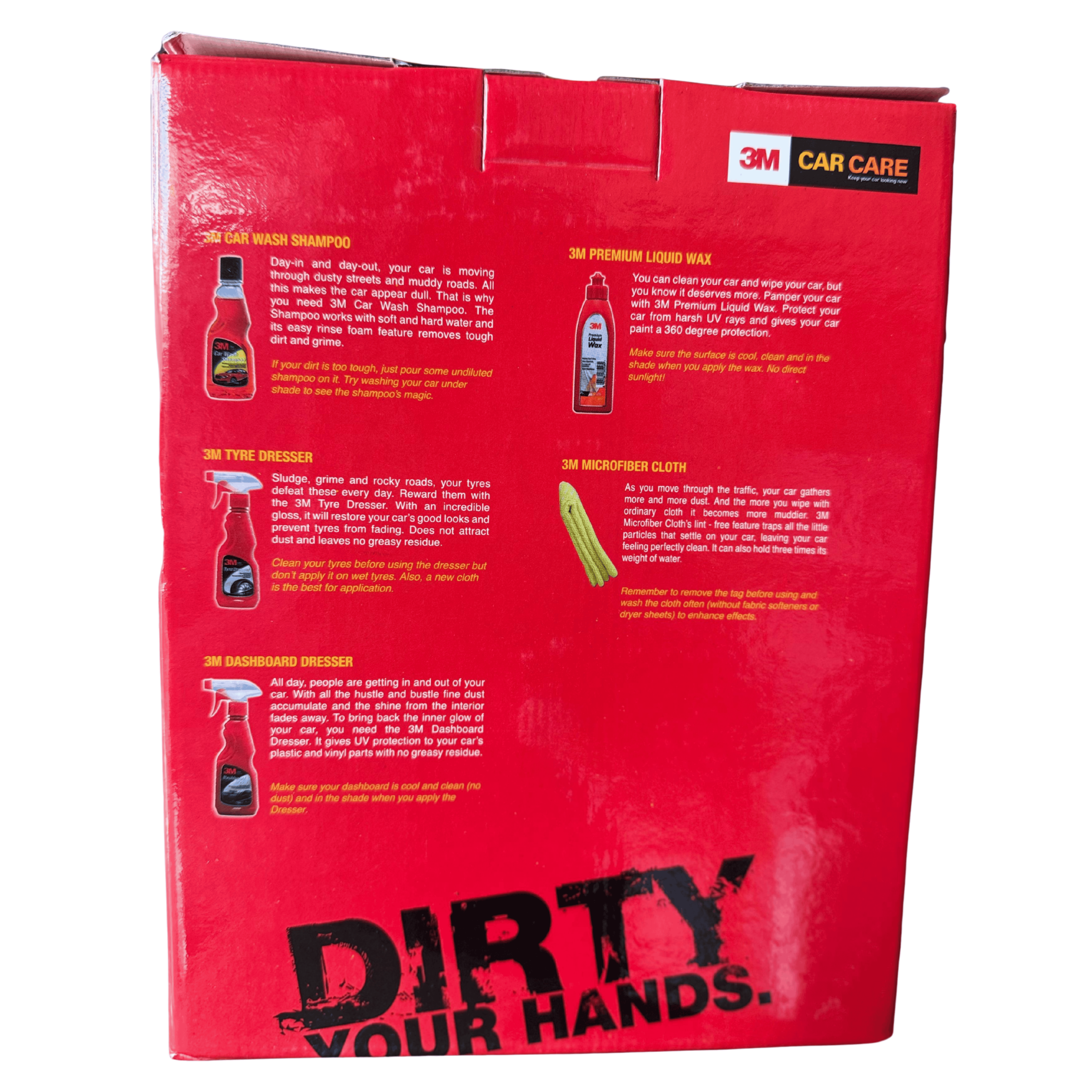 3M Small Car Care Kit with (Shampoo, Tyre Dresser, Dashboard Dresser, Liquid Wax, and Microfiber Cloth )| Comprehensive Car Cleaning Kit